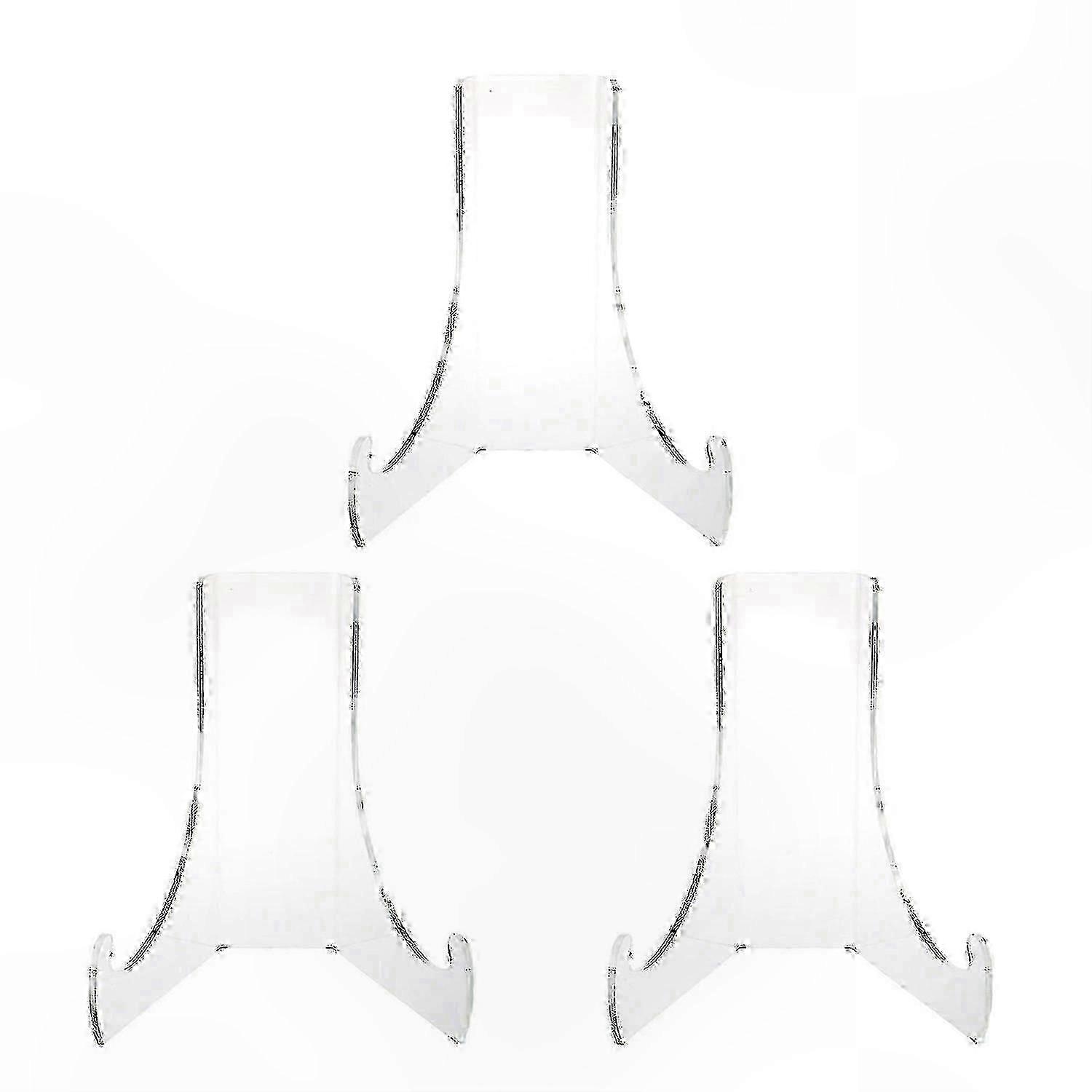 Clear Plate Display Stands 3-Pack for Tea Cake Presentation Stable Easel Design