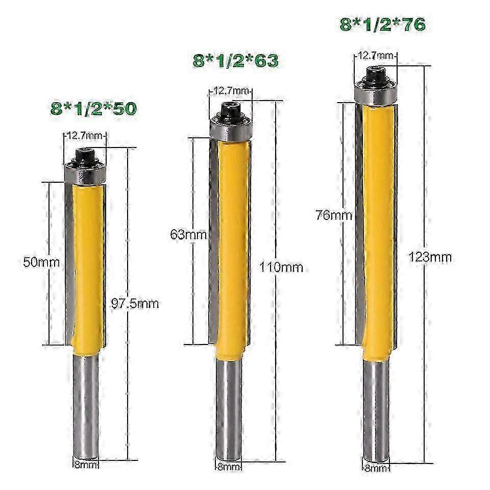 8mm Shank 4-Flute Flush Router Bits