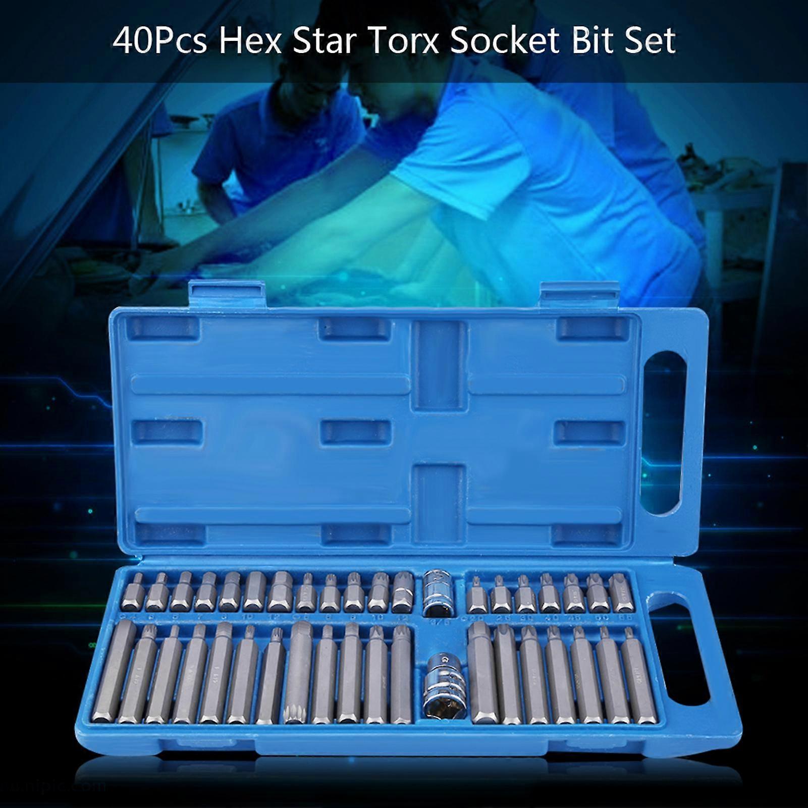 40Pcs Hex Star Torx Socket Bit Set Tool Kit 1 2inch 3 8inch Drive