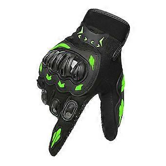 1 Paar Outdoor-Fahrradhandschuhe, bequeme Nylon-Motorradhandschuhe mit Schweißlöchern, Vollfingerhandschuhe, Grün, Größe L (8,5–9,0 cm).