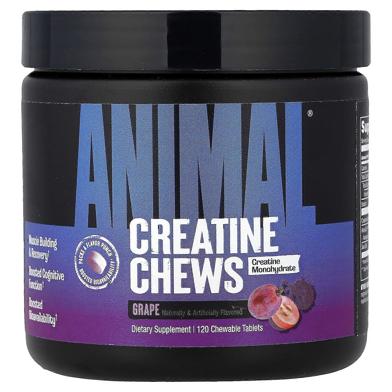 Animal, Creatina Performance Chews, Uva, 120 comprimidos masticables
