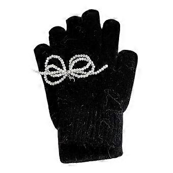 1pair Soft Touch Gloves Elegant Women's Mittens Thermal Knitted Gloves for Women Comfortable Black