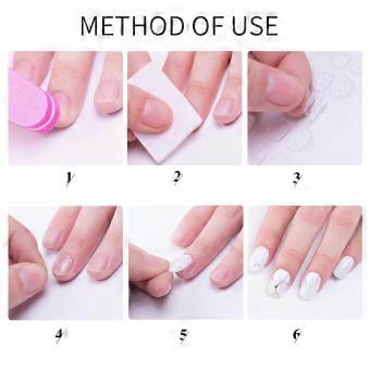 24pcs / Blatt Wasserdichte Doppelseitige gefälschte Nagelkleber Aufkleber transparentes Gel Nagelband