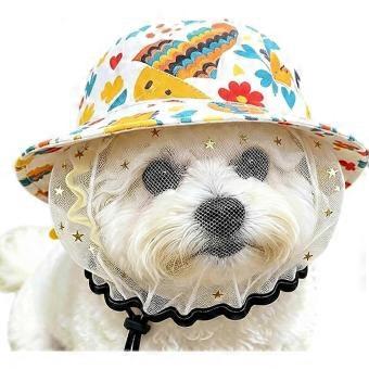 RUIYUE Dog Head Cover Mesh Anti-Eating Muzzle Adjustable Protector for Small Medium Dogs Indoor Outdoor Use 