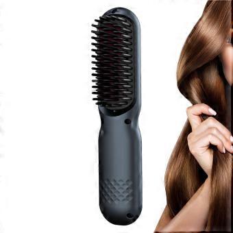 Cordless Hair Straightening Brush with Adjustable Temperature, Negative Ion, Frizz Control
