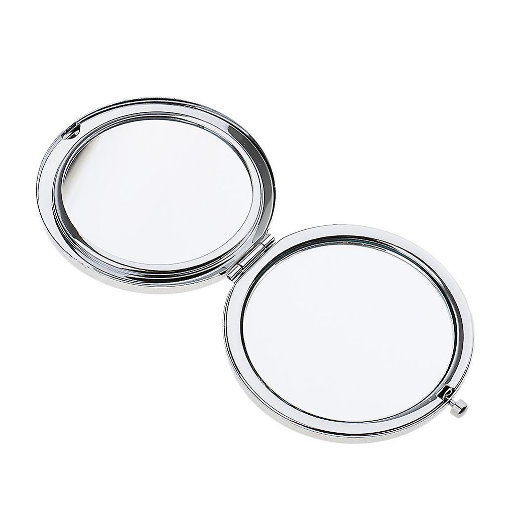 1pc Travel Premium Folding Pocket Compact Makeup Mirror Two-Sided Silver