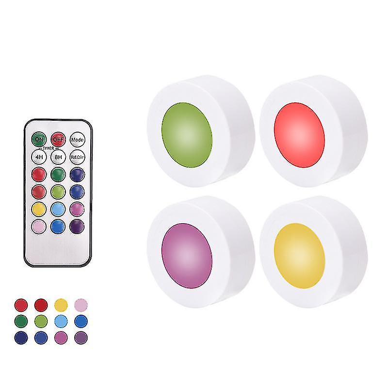 4 buc Wireless Touch Sensor Multicolor Rgb Led Light with Remote Under For Counter Lights