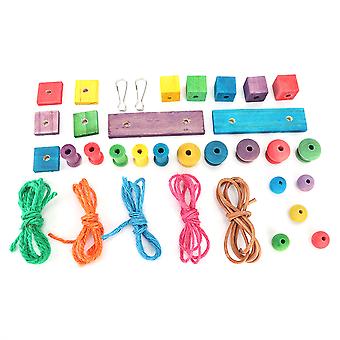 DIY Accessory Self Designed Assembly Pet Bird Toy for Parrot with Wood Block Hook Cotton