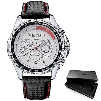 Megir Fashion Luminous Quartz Watch Man Casual Leather Brand Watches Men Analog Waterproof Wristwatch For Male Hot Hour 1010