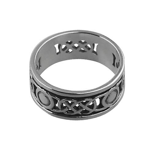 Silver oxidized 8mm pierced Celtic Wedding Ring Size Q