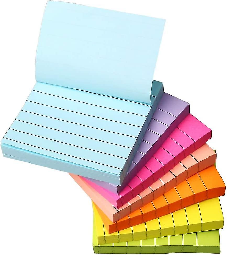 7 Pcs 560 Sheets Lined Stick Notes, 7.5 * 7.5cm Super Sticky Notes 7 Bright  Gift