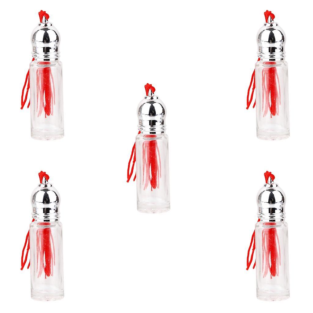 5Pcs 5ml Glass Mini Refillable Empty Perfume Essential Oil Bottles & Tassel