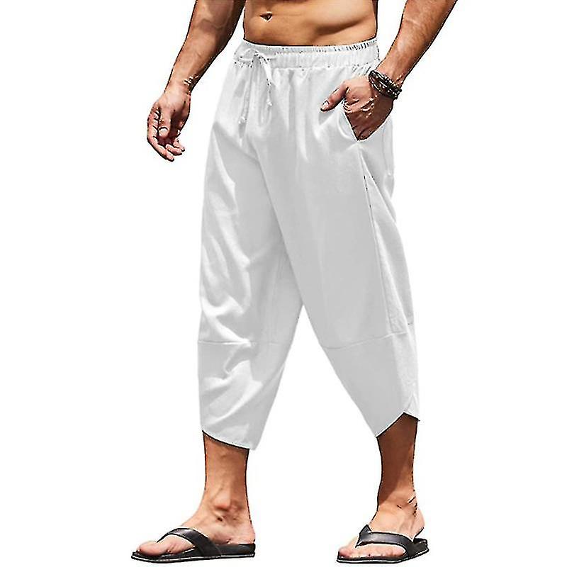 Men With Pockets Pants Leisure Trousers String Capri Pant