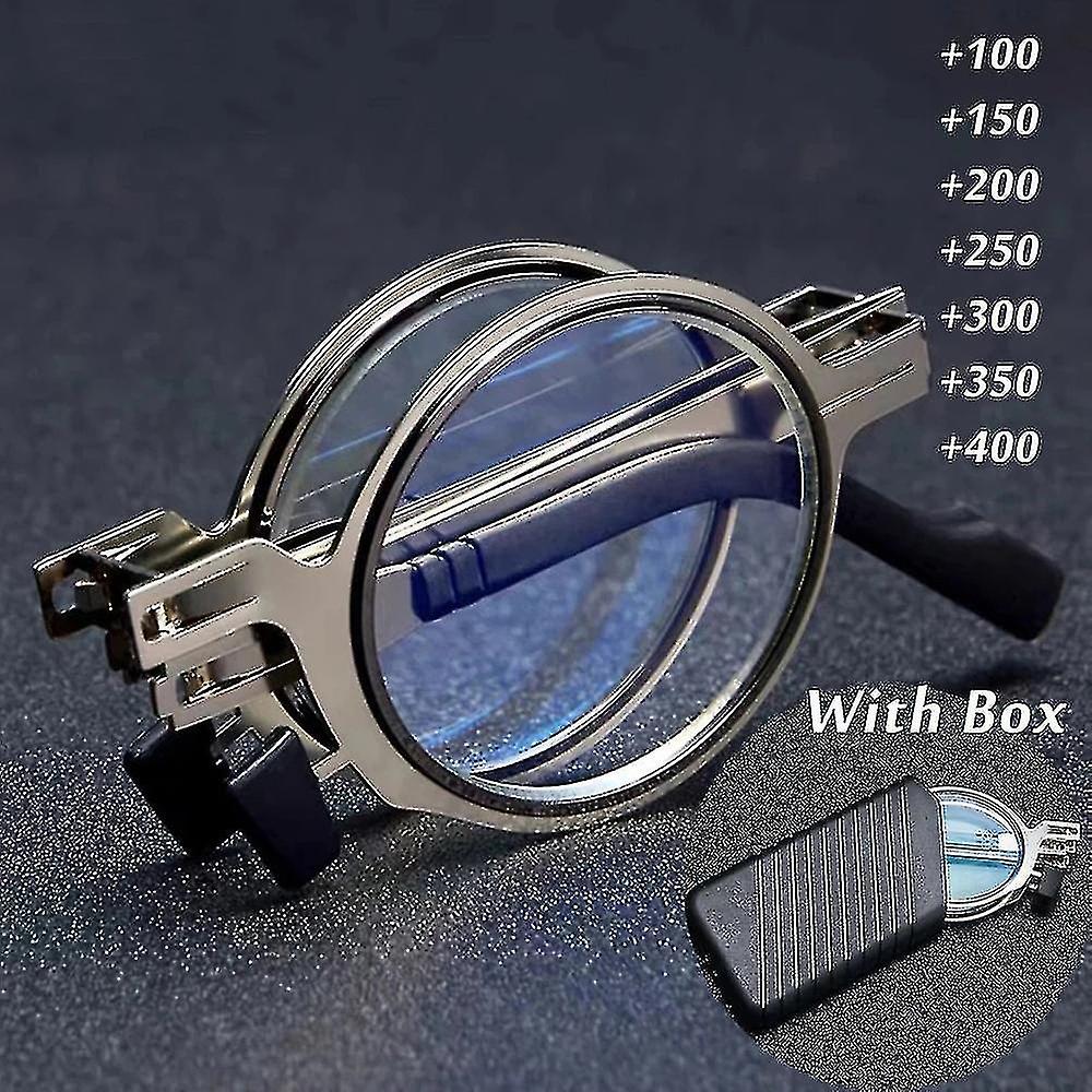 Portable Folding Reading Glasses Men Metal Round Square Anti Eyewear Presbyopia Eyeglasses Frame Dio