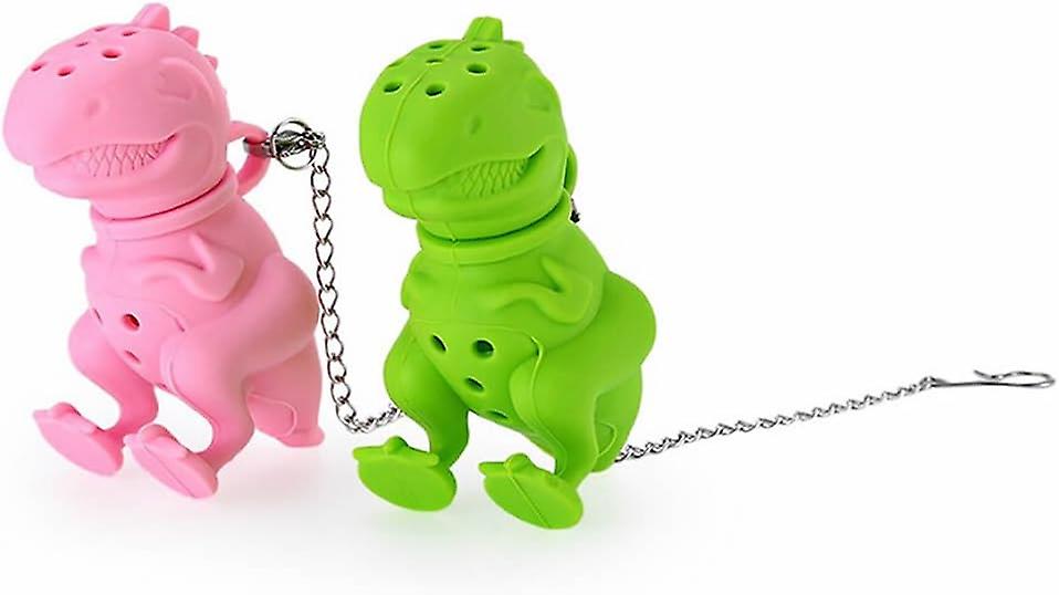 Set of 2 Cute Silicone Dinosaur Infuser Loose Tea Leaf Strainer Herbal Spice Filter Diffuser--
