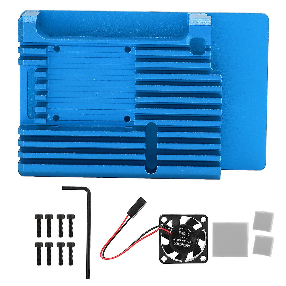 Case for Raspberry Pi 4 Aluminum Alloy Protective Enclosure with Venting Fan DC5VBlue