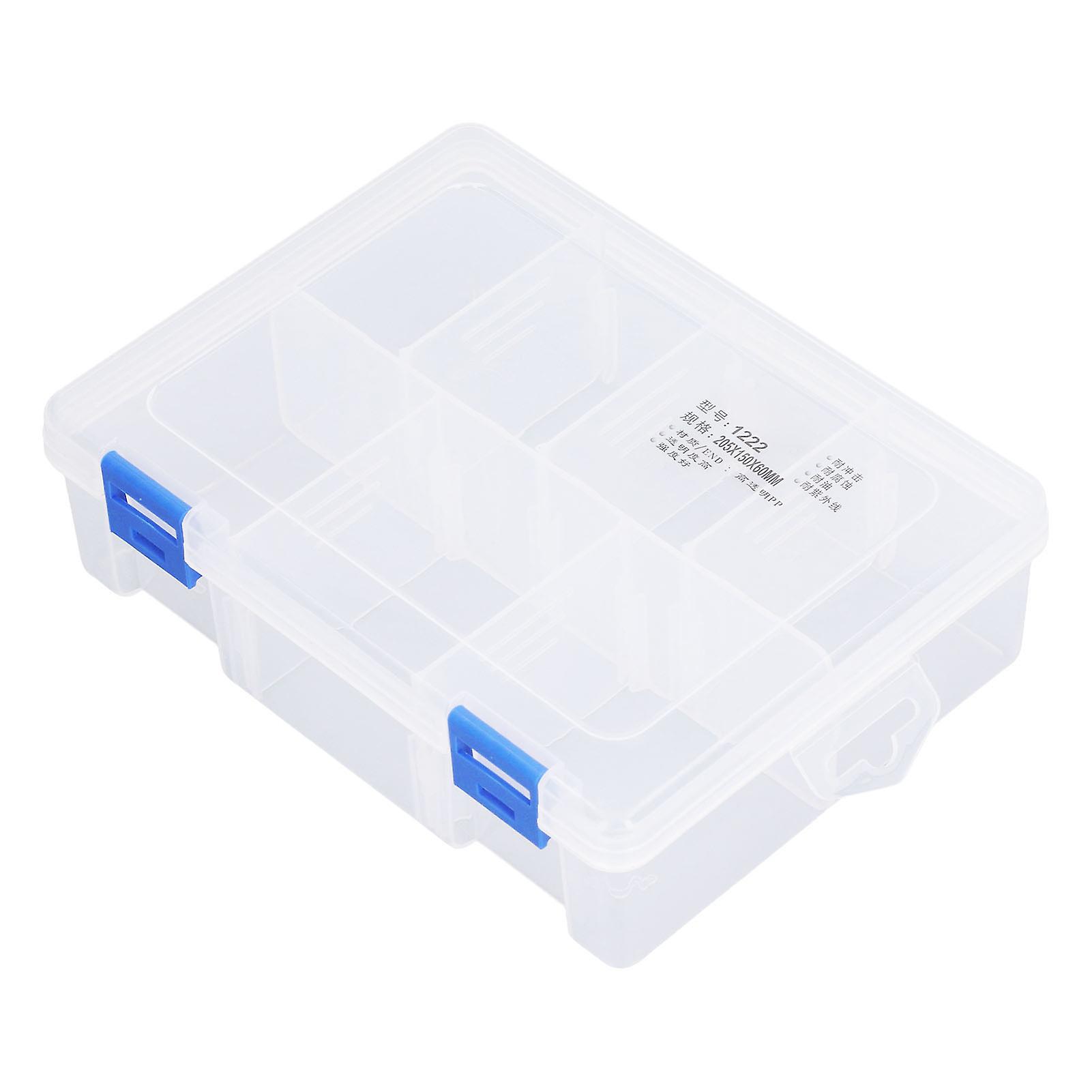 Small Parts Organizer 7 Grids Clear Storage Box PP Plastic Compartment Storage Container with Removable Divider 