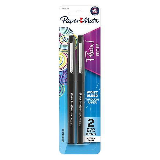 Paper Mate Flair Felt Tip Pens, Black, 2 Count