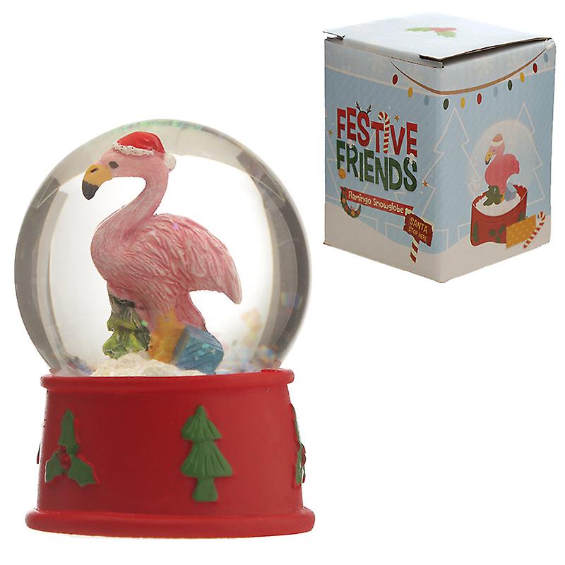 Fun Collectable Christmas Flamingo Snow Globe X 1 Pack