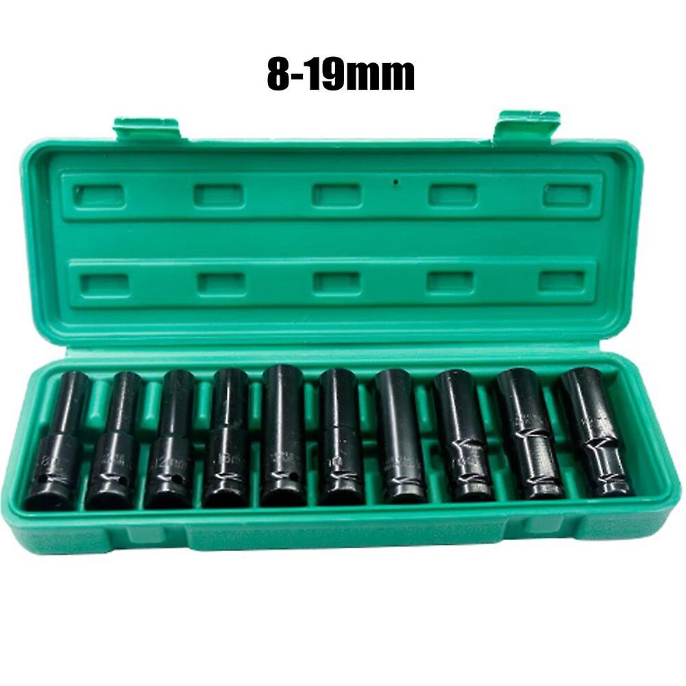 10pcs Socket Wrench Set 78mm Metric Long Hex Head Electric Impact Wrench Socket Professional Mechanical Workshop Tool~12463