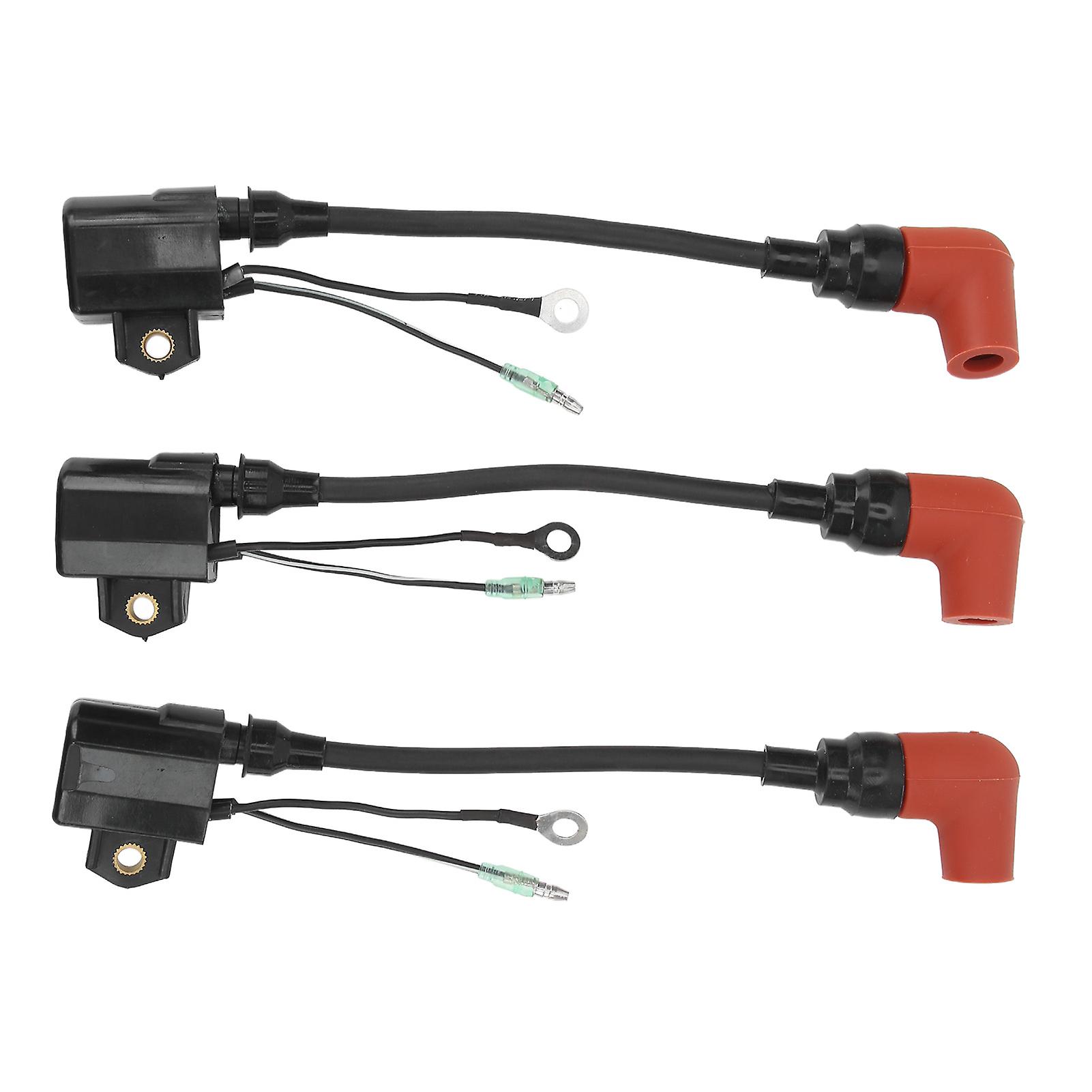 3 Pcs Outboard Ignition Coil 697‑85570‑00 Boat Motor Coil Assembly Set with Spark Plug Cap for C E P 50 55 60 70 75 85 90HP 3 Cylinder 