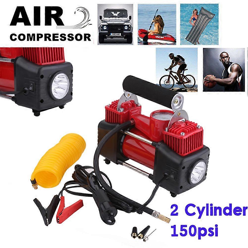 2 Cylinder 12V 150PSI Air Compressor Tyre Inflator Pump for Car Van Tire