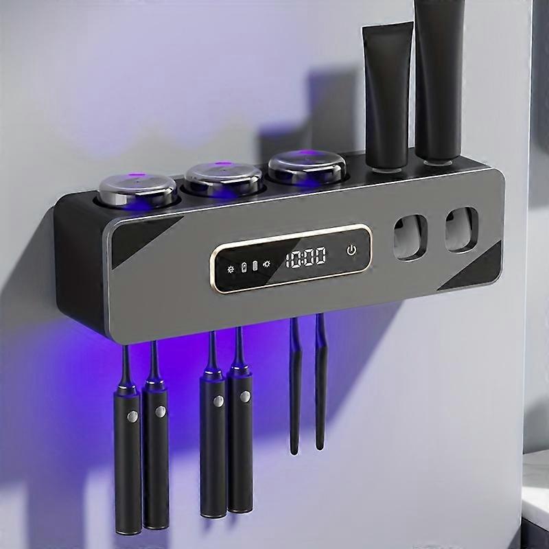 Premium Smart Toothbrush Sanitizer - UV Sterilizer & Drying Rack - Wall-Mounted with Toothpaste Dispenser - Ultra-Convenient, Hygienic, Space-Saving B