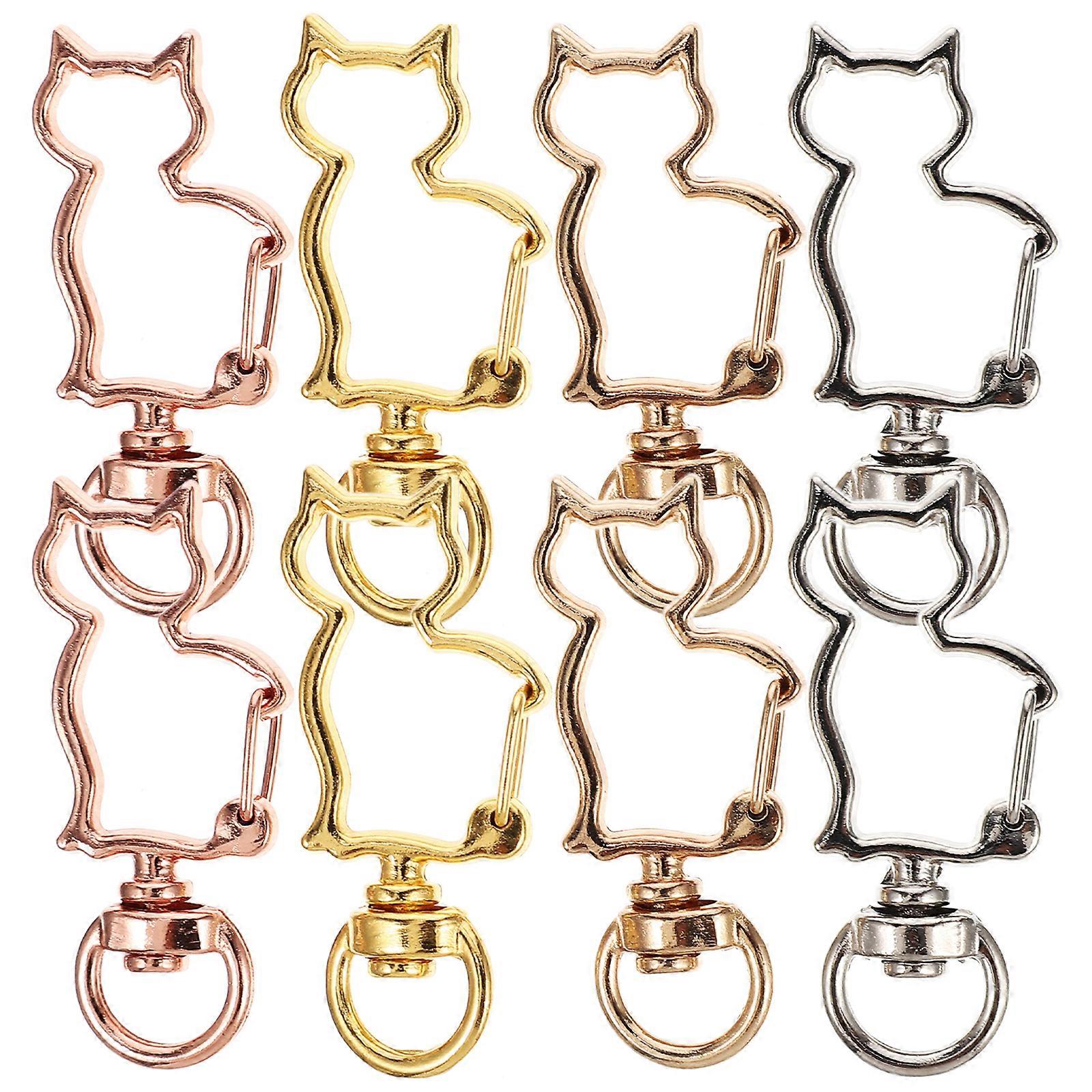 20pcs Cat Shaped Spring Snap Keychain Clip Snap Hook Key Rings Keychain Accessories