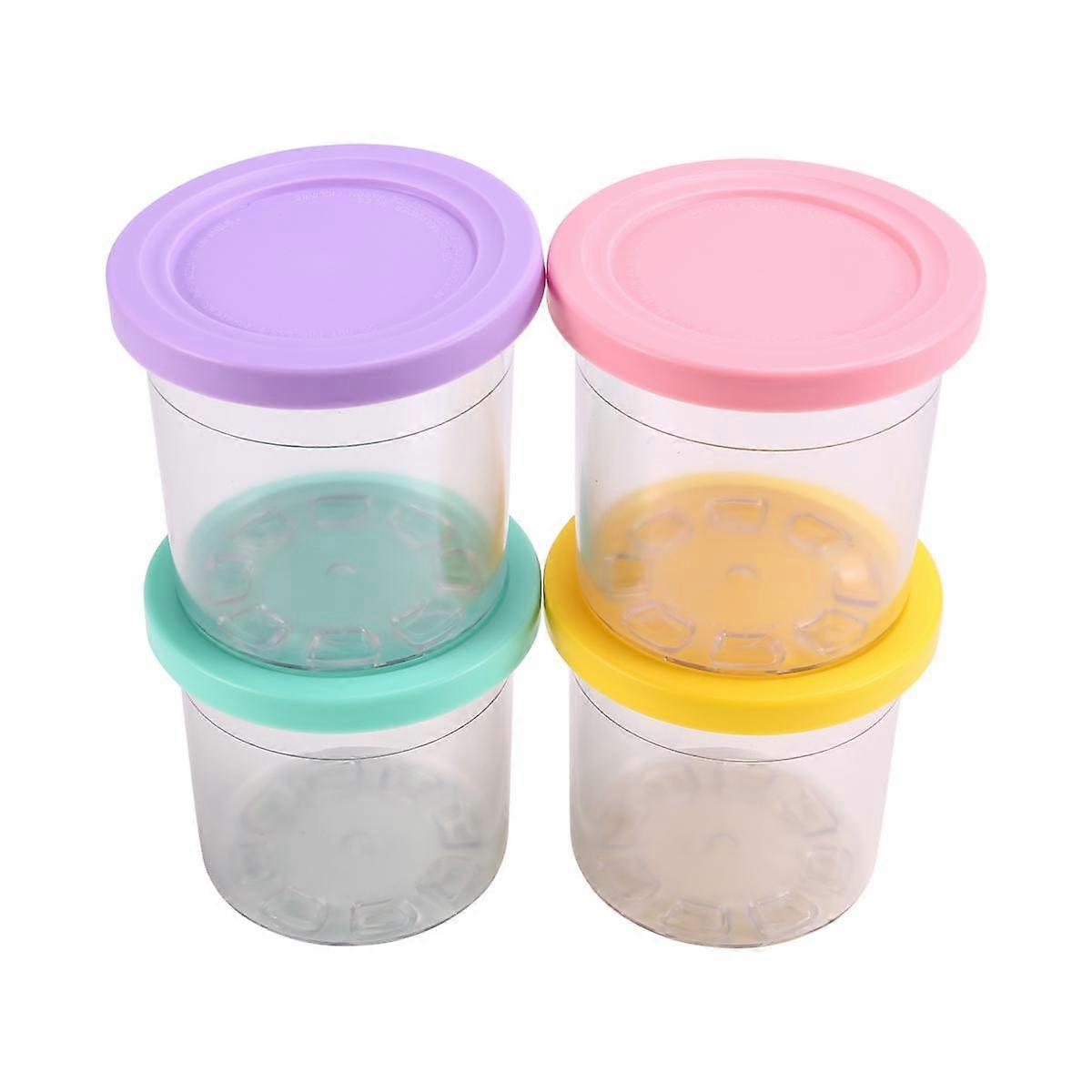 4PCS Ice Creami Pints & Lids for Creami NC300 NC301 NC299AMZ Pints 16OZ Cups Ice Cream Maker Dishwa