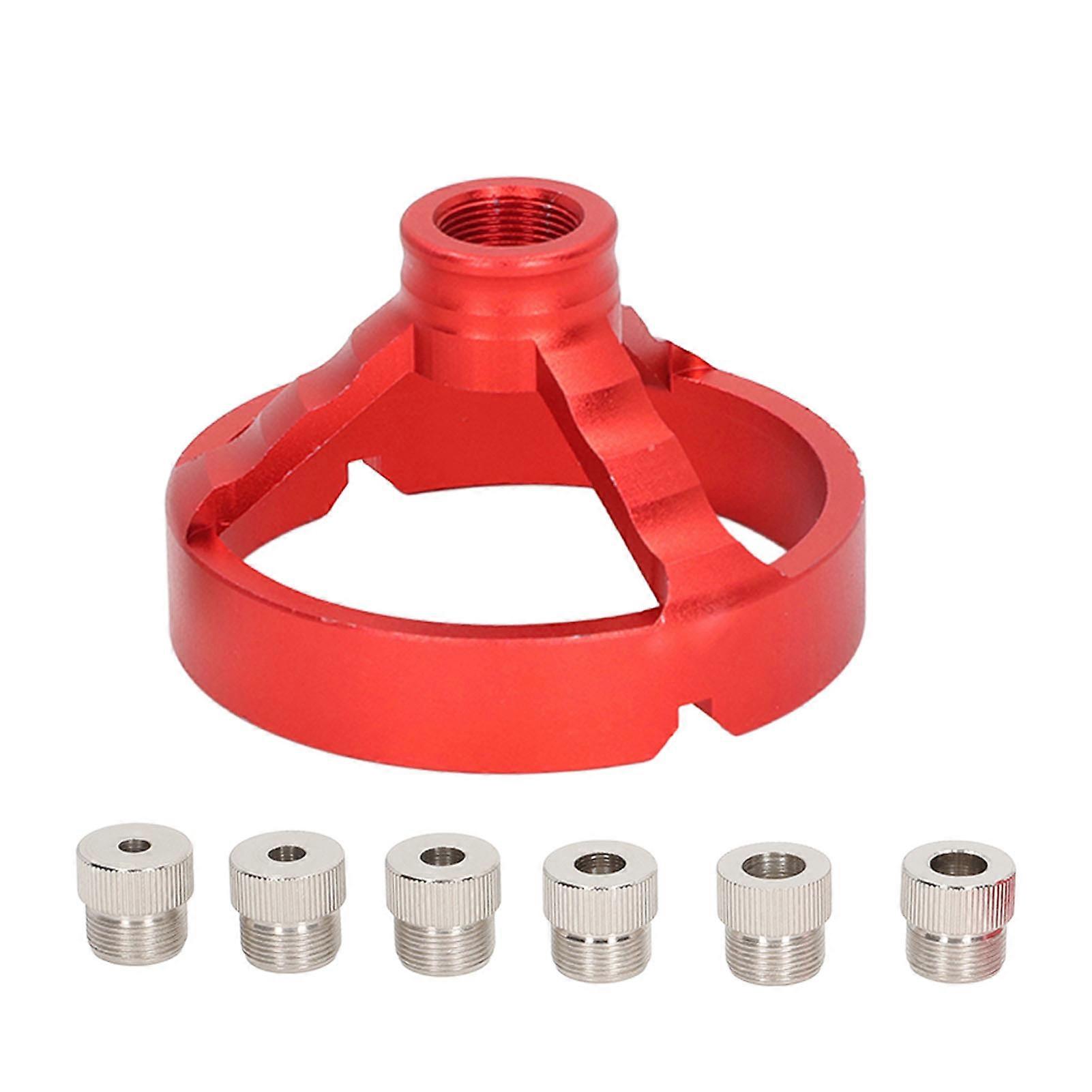 3 in 1 Vertical Hole Punch Locator with 6 Drill Bushings Woodworking Drill Bit Guide Jig Fixture Red