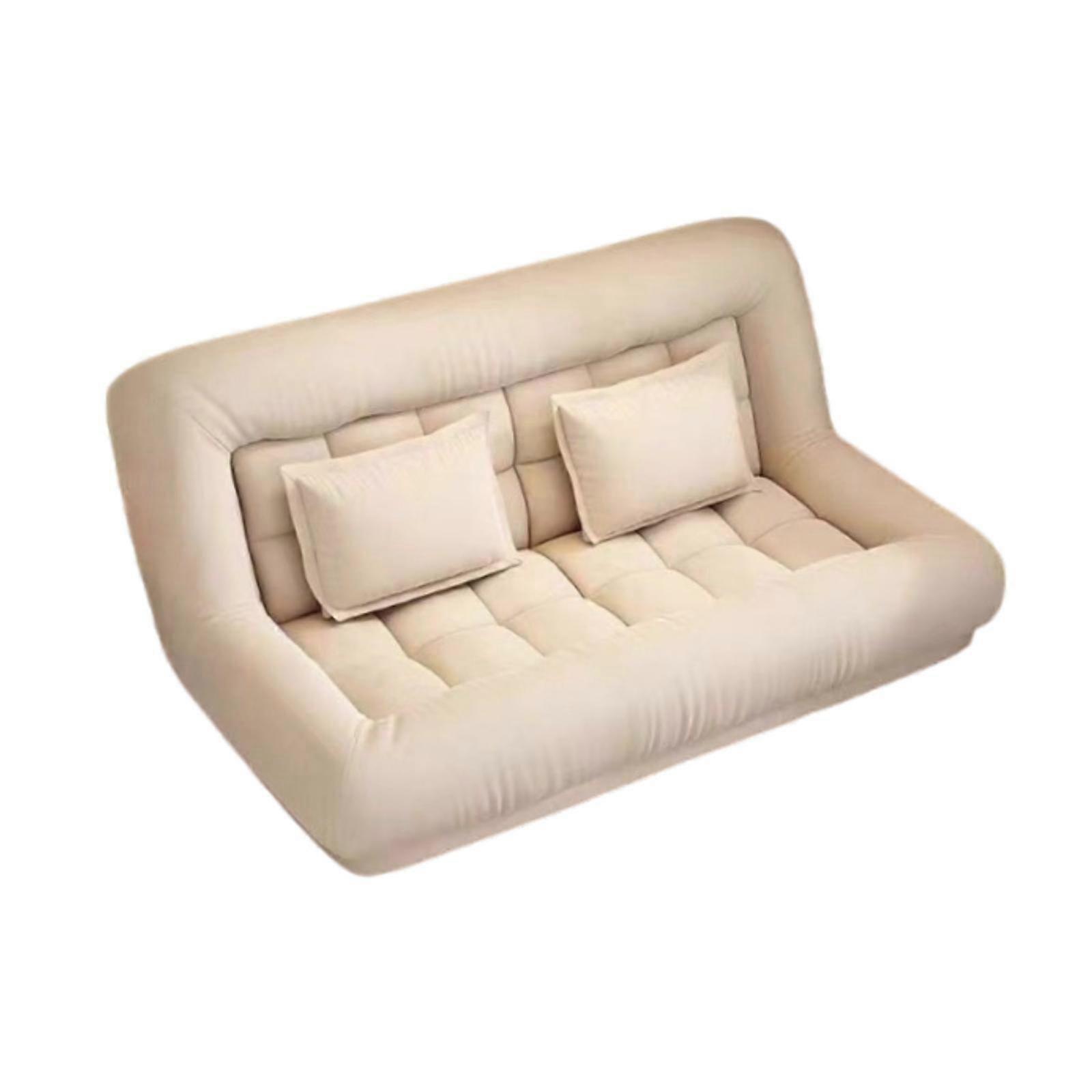 Convertible Sofa Bed Simple Guest Bed Upholstered Sofa Comfortable Lazy Sofa beige 2 seater