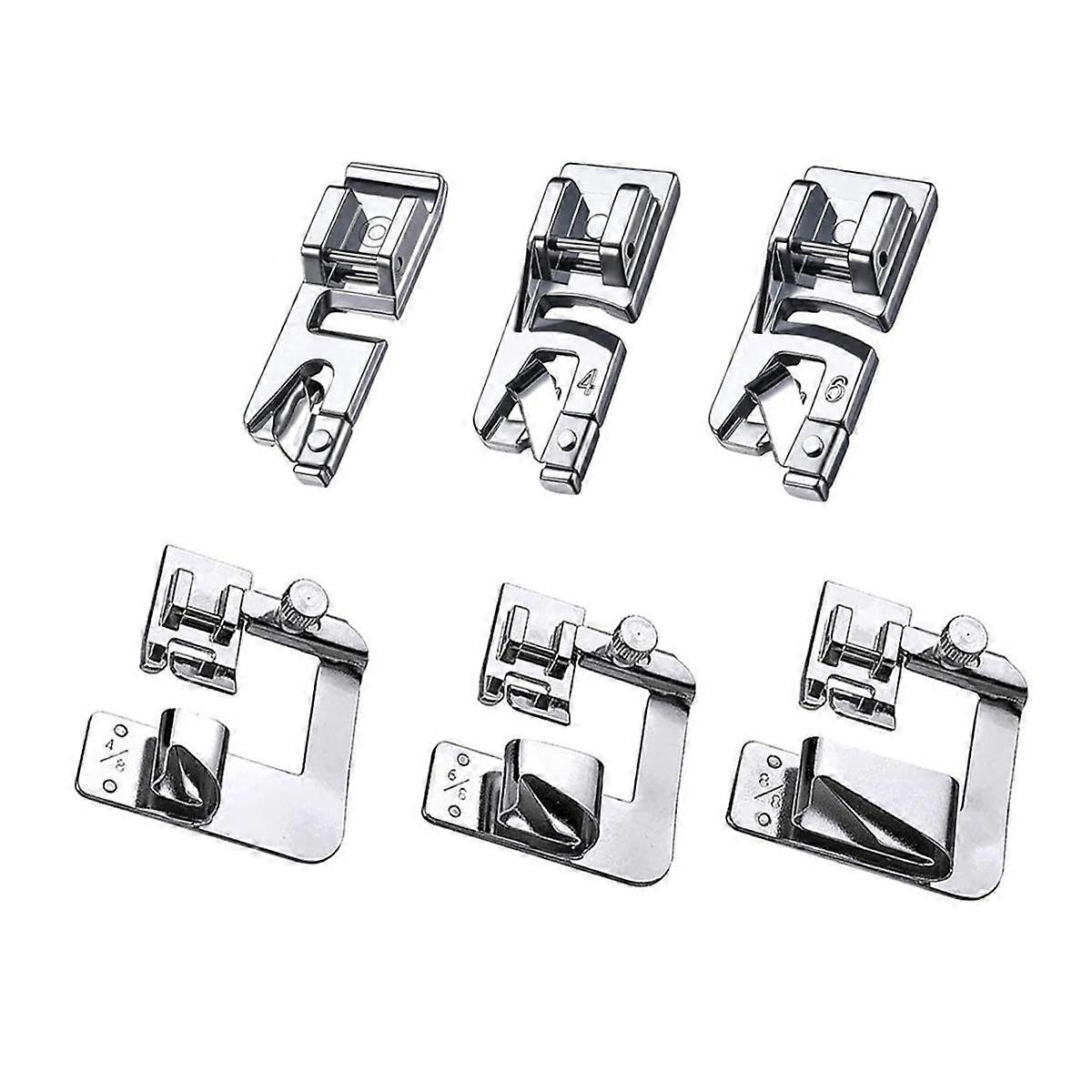 6 bucăți picioruș presor rulat, set piciorușe rulate late, set piciorușe pentru tiv îngust pentru majoritatea mașinilor de cusut joase