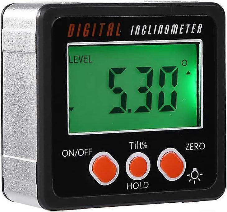 Digital Inclinometer, Multifunctional Inclinometer Mini Backlight Digital Display Protractor Inclinometer Level Box Angle Gauge Meter 4 _x_ 90 Degree