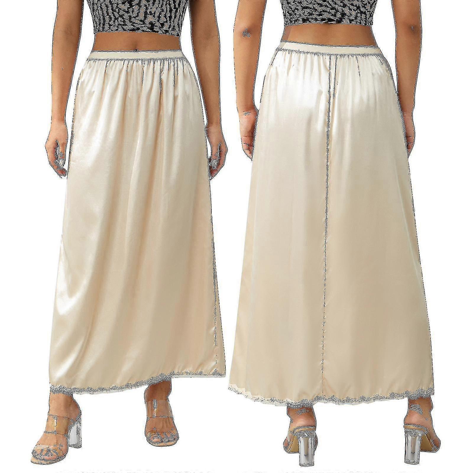Half Slip Lace Long Elastic Waist Underskirt Women's Satin Half Slips