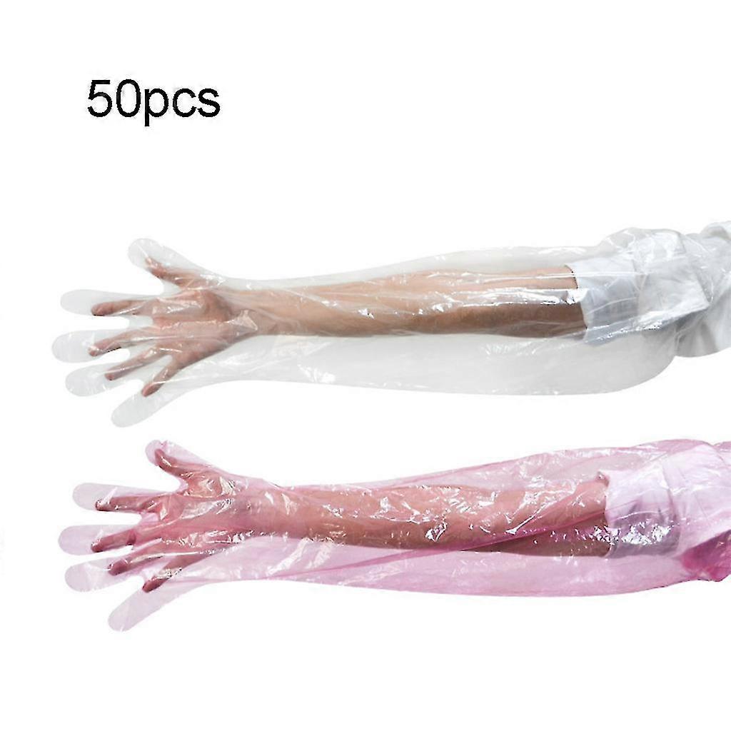 50pcs Disposable Plastic Long Arm Gloves Sheep Cattle Veterinary Examination
