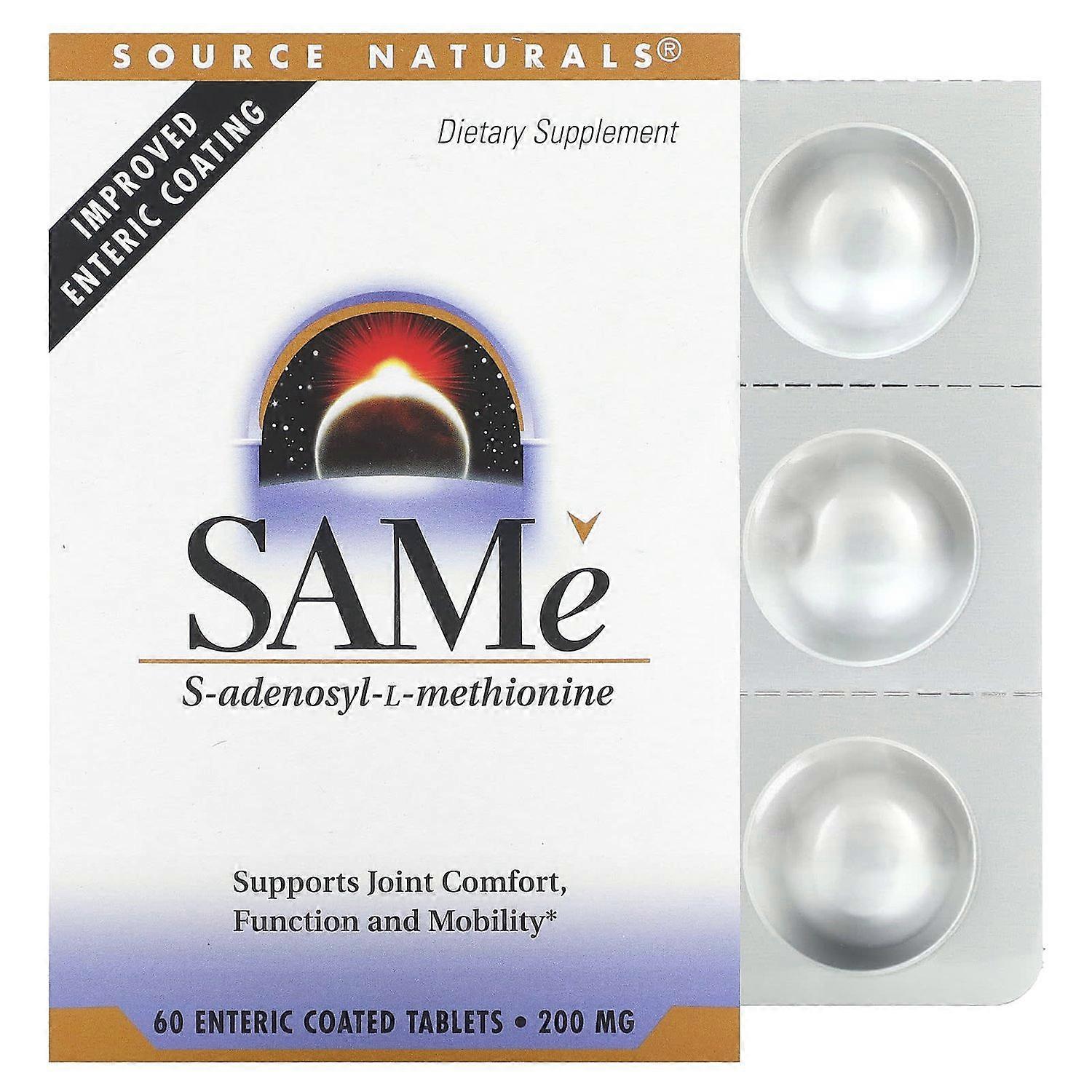 Source Naturals, SAMe S-Adenosyl-L-Methionine, 200 mg, 60 Enteric Coated Tablets