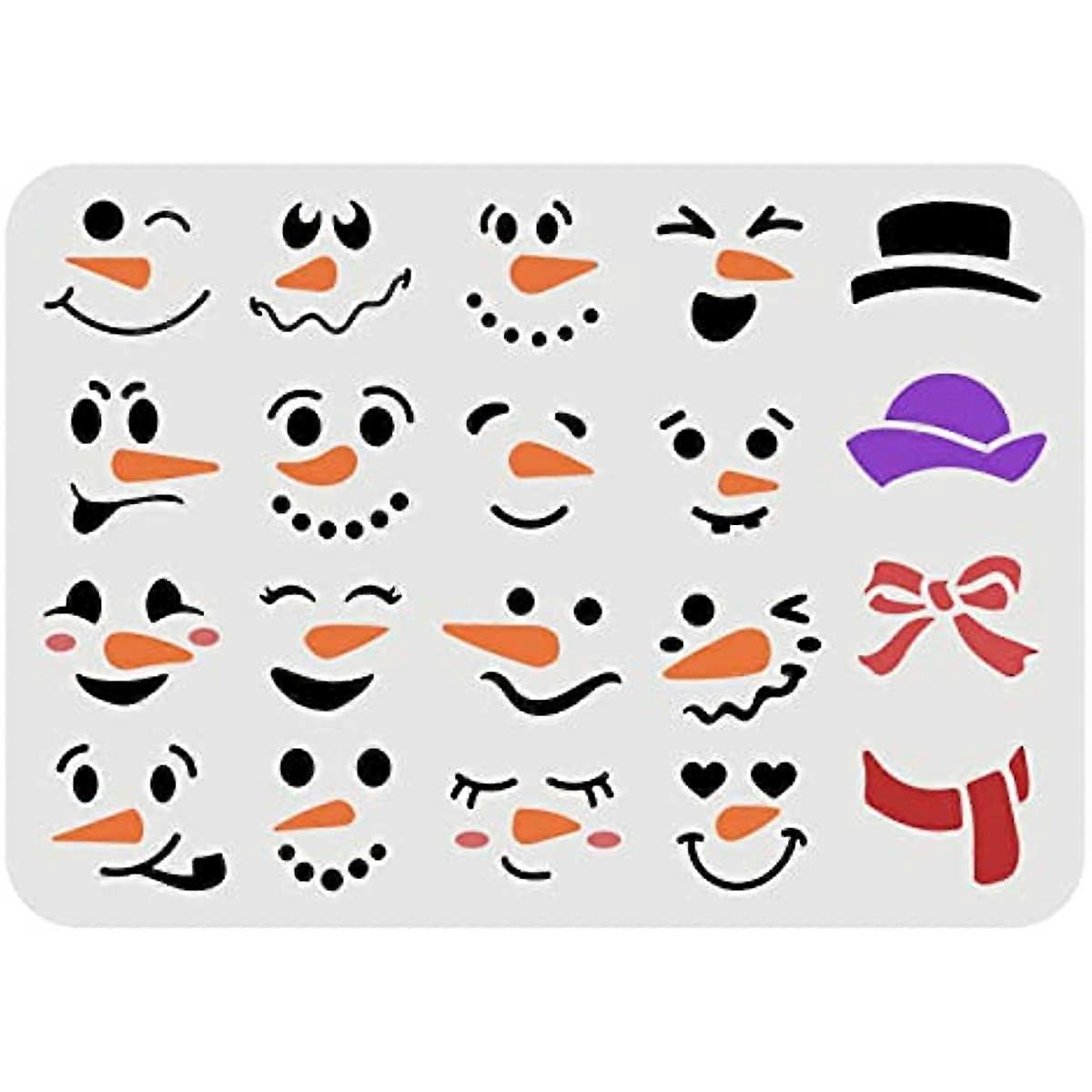 Snowman Face Stencil Snowman Stencil Plastic Snowman Smile Face Hat Bow Scarf Pattern Stencils DIY Home Christmas Snowman Decor Stencil