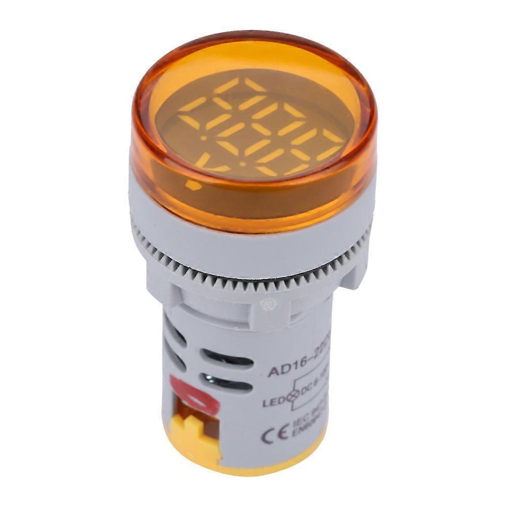 Indicateur de voltmètre à LED à affichage numérique indicateur de compteur de tension continue testeur de lampe ronde (jaune)