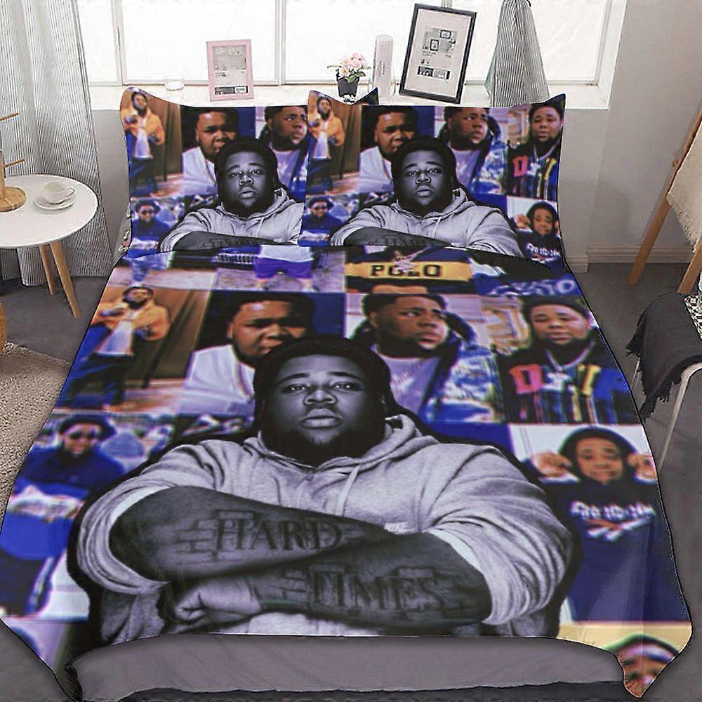 v102 Rod Wave Conjunto de Cama de 3 Peças Conjunto de Capa de Edredão Macio Quente E Confortável Conjunto de Cama Macia com 1 Capa de Edredão E 2 Fronhas para Quarto ol102