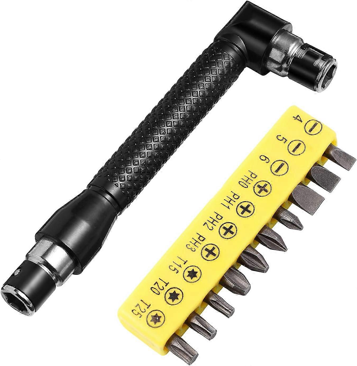 Double Head L Shape Screwdriver with 1/4'' Hex Handle Right Angle 90 Degree,2024 Ping