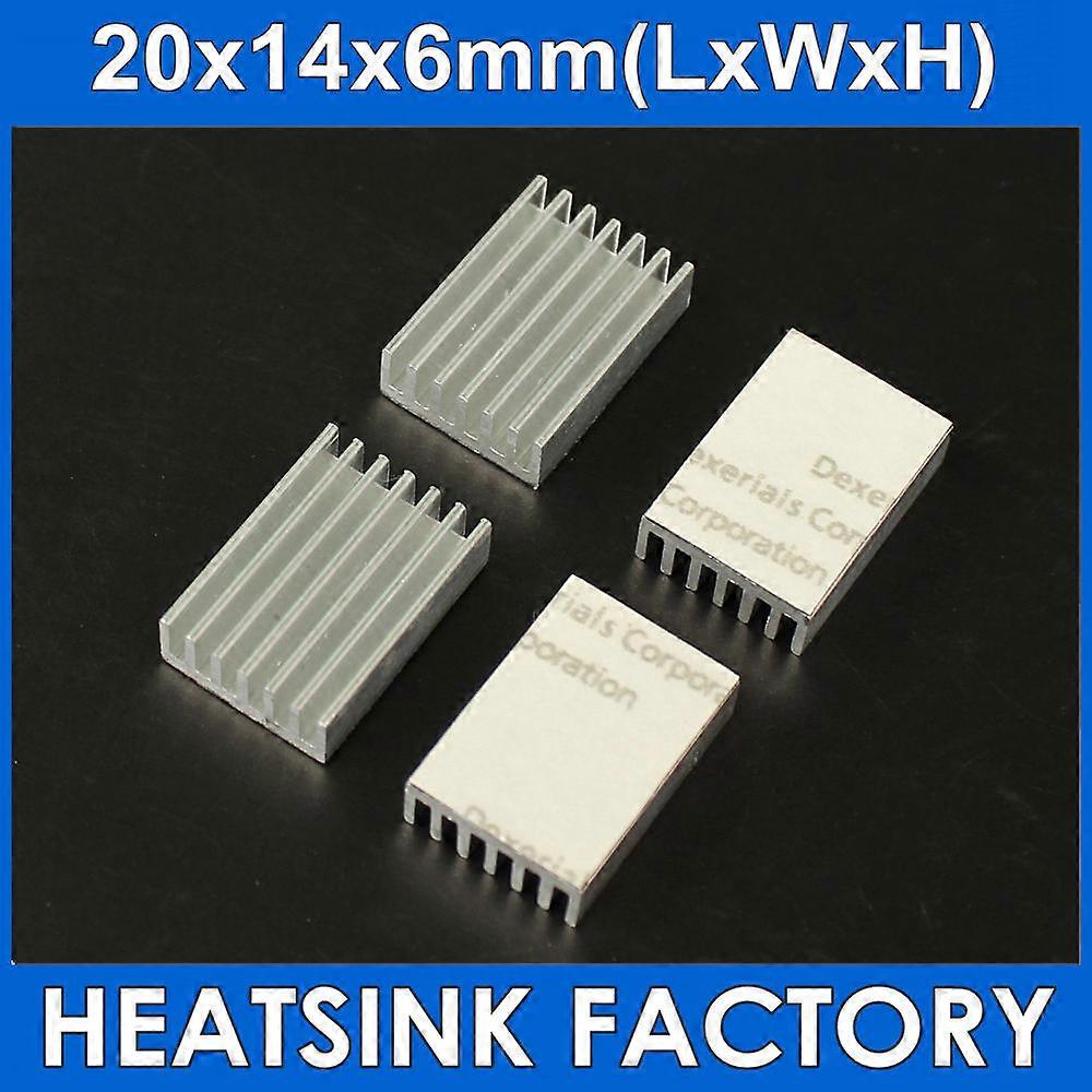 20 قطعة فضية 20 * 14 * 6 مم خافضات حرارة المبرد الألومنيوم برودة البثق مع أشرطة حرارية سوداء مزدوجة الجوانب