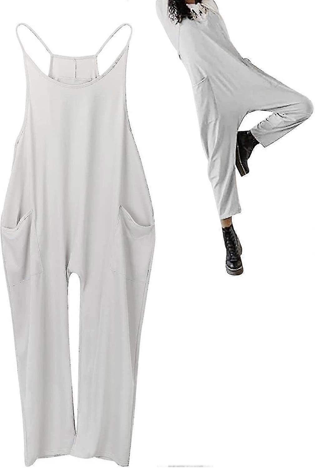 جمبسوت مع جيوب ، وزرة نسائية جمبسوت مع جيوب ، قفزات حبال بلا أكمام سباغيتي حزام سروال قصير واسع الساق