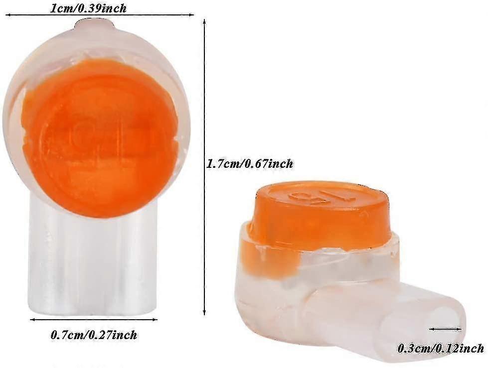 200pcs Wire Cable Connectors Uy2, Quick Splice Connector Waterproof Terminals With Orange Transparent Button