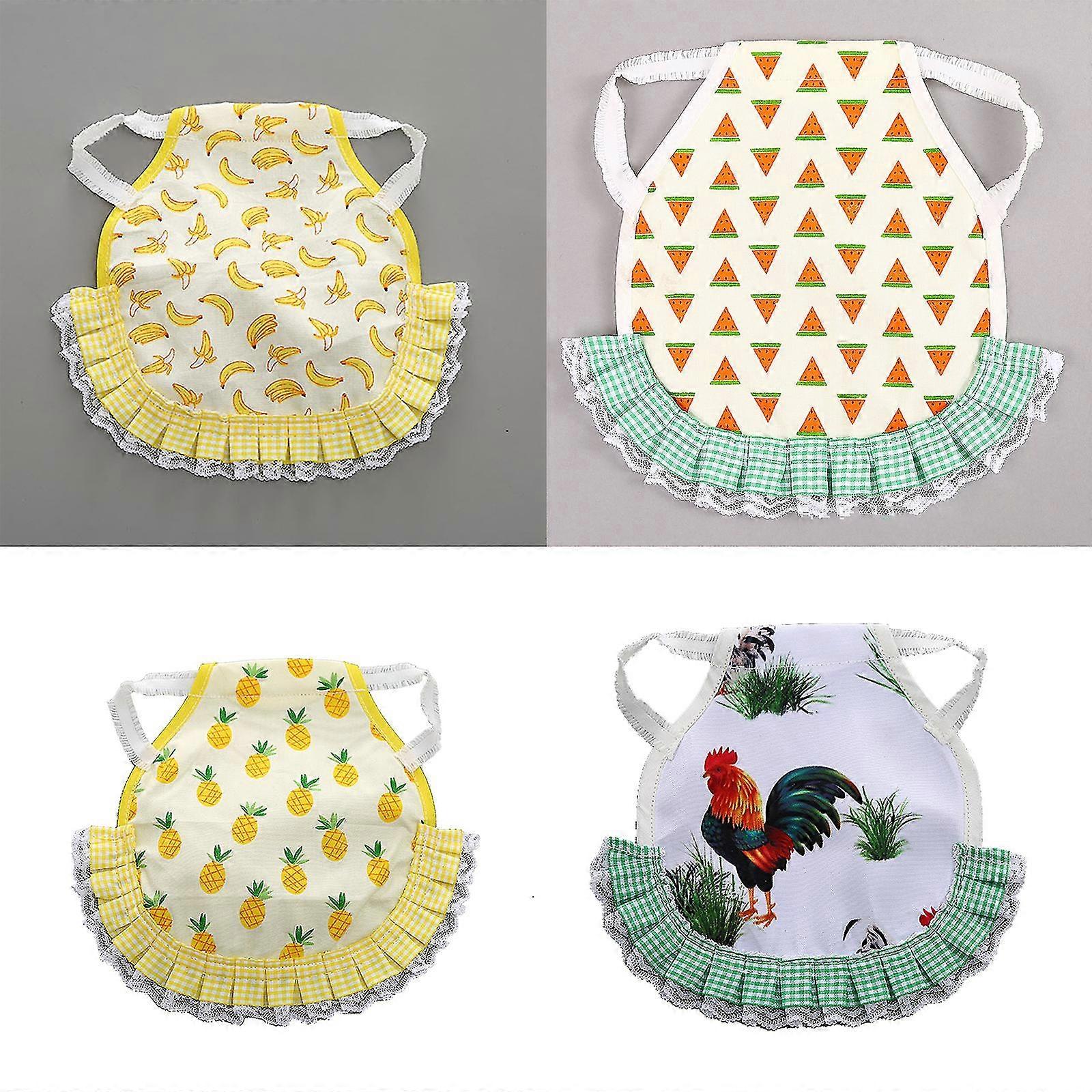 4 Pack Chicken Saddles Fruit Pattern Summer Chicken Jacket Straps Hen Apron Poultry Protector