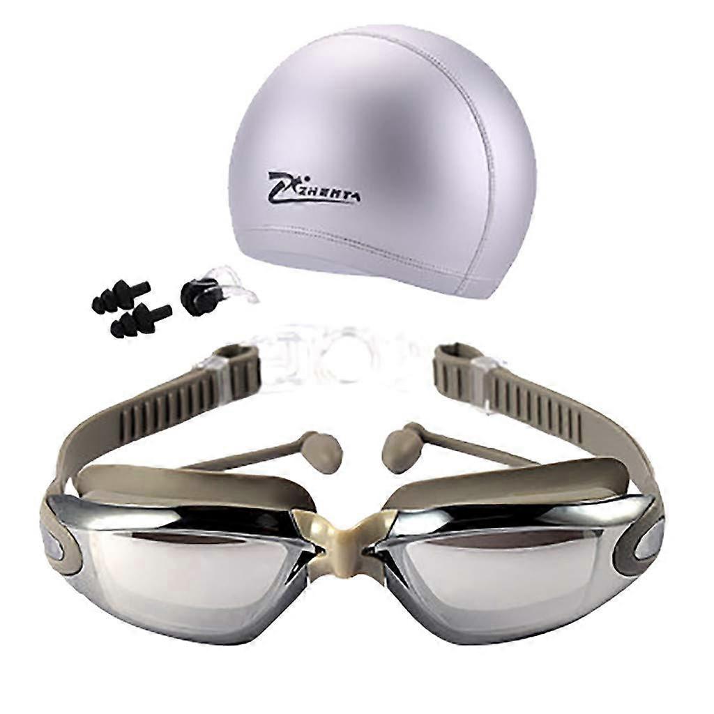 Swimming Glasses Goggles UV Protection Non-Fogging Swim Cap Nose Clip Men&Women