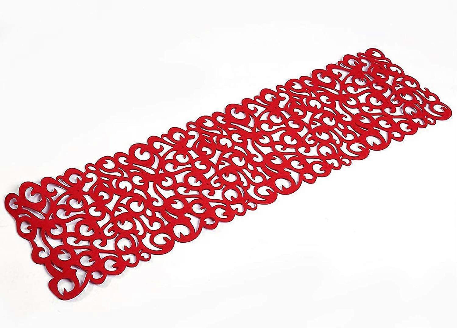 Tablecloth Runner, 7 Colors Rectangle Shape Felt Tablecloth Table Runner Placemats Table Mat Home Decorations New(red)