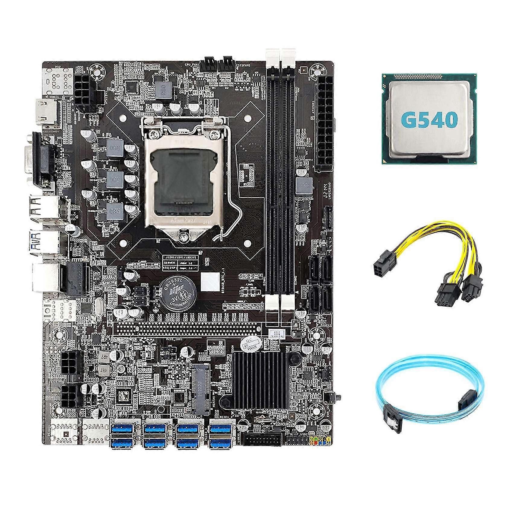 B75 Eth Mining Motherboard 8xpcie To Usb+g540 Cpu+sata3.0 Serial Port Cable+6pin To Dual 8pin Cable
