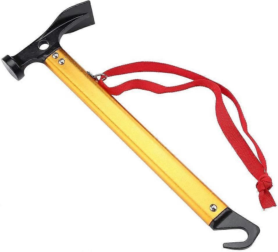 Mallet Hammer Tent Peg Puller Multifunctional Tool(Color:Gold)
