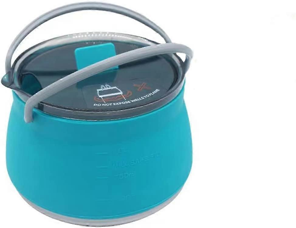 Small collapsible boiling water pot,silicone(Blue,1L)