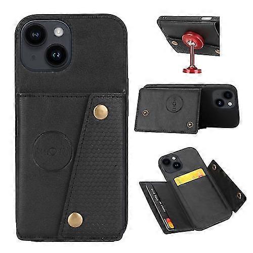 Compatible with Iphone 15 Double Buckle Card Slots Pu+tpu Mobile Phone Case